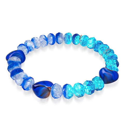 Bracelet en argent sterling 925 | Bleu outremer | Bracelet en forme de cœurs dégradés lumineux